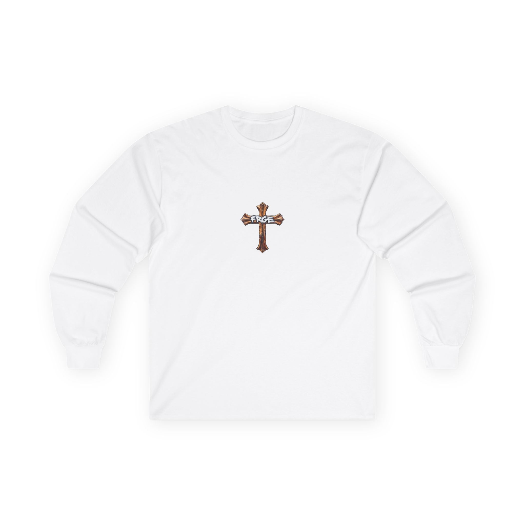Unisex Long Sleeve Tee with Graffiti Cross Design - Perfect for Casual Wear and Spiritual Expression FRGE Long-sleeve