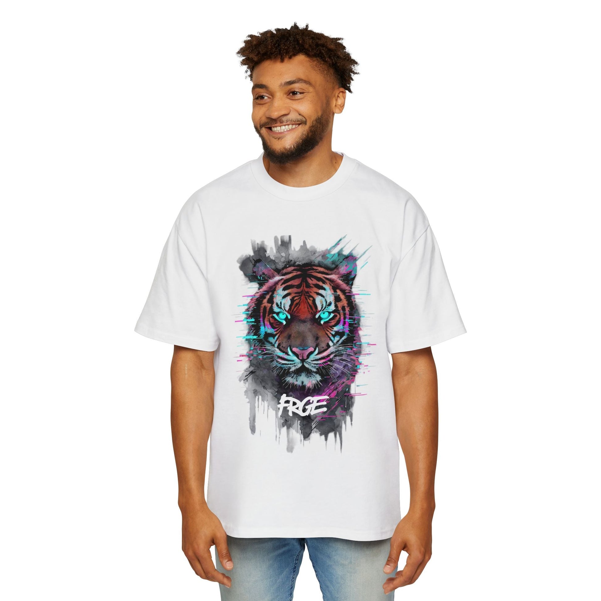 Bold Tiger Graphic Oversized Tee for Men - Stylish Streetwear Printify T-Shirt