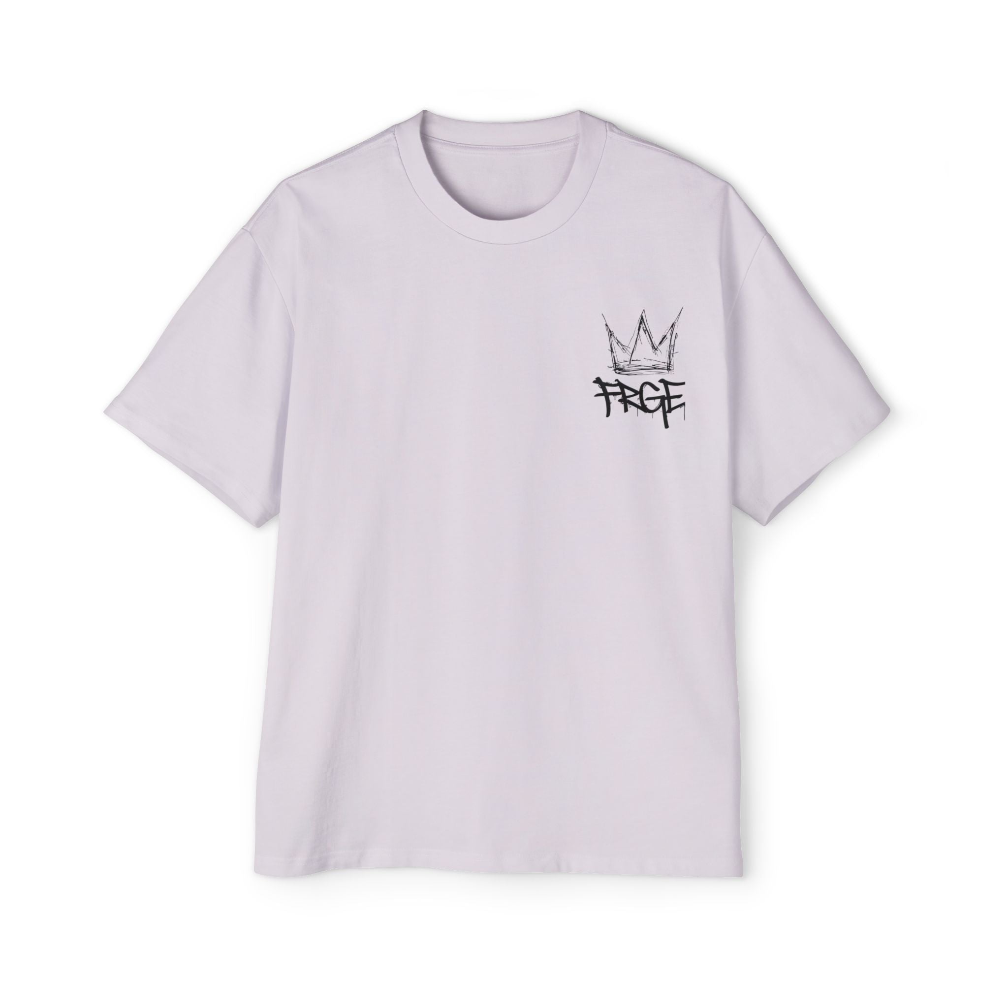Men's Heavy Oversized Tee - Edgy Graphic T-Shirt with Crown & Skull Design FRGE T-Shirt