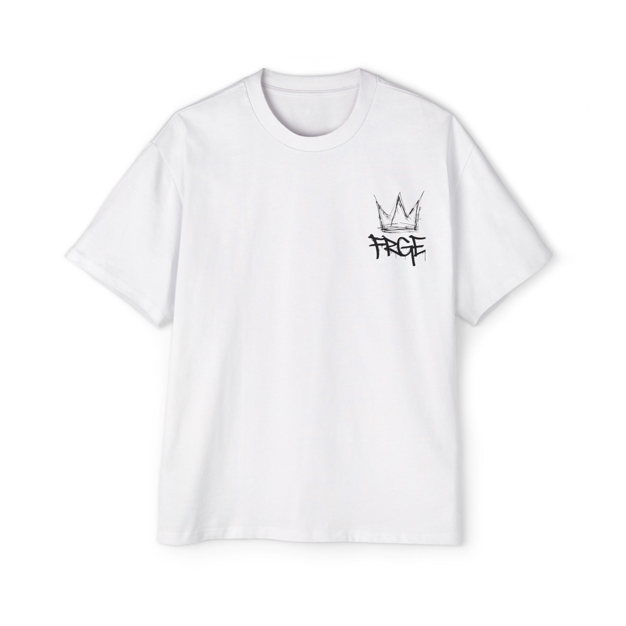 Men's Heavy Oversized Tee - Edgy Graphic T-Shirt with Crown & Skull Design FRGE T-Shirt