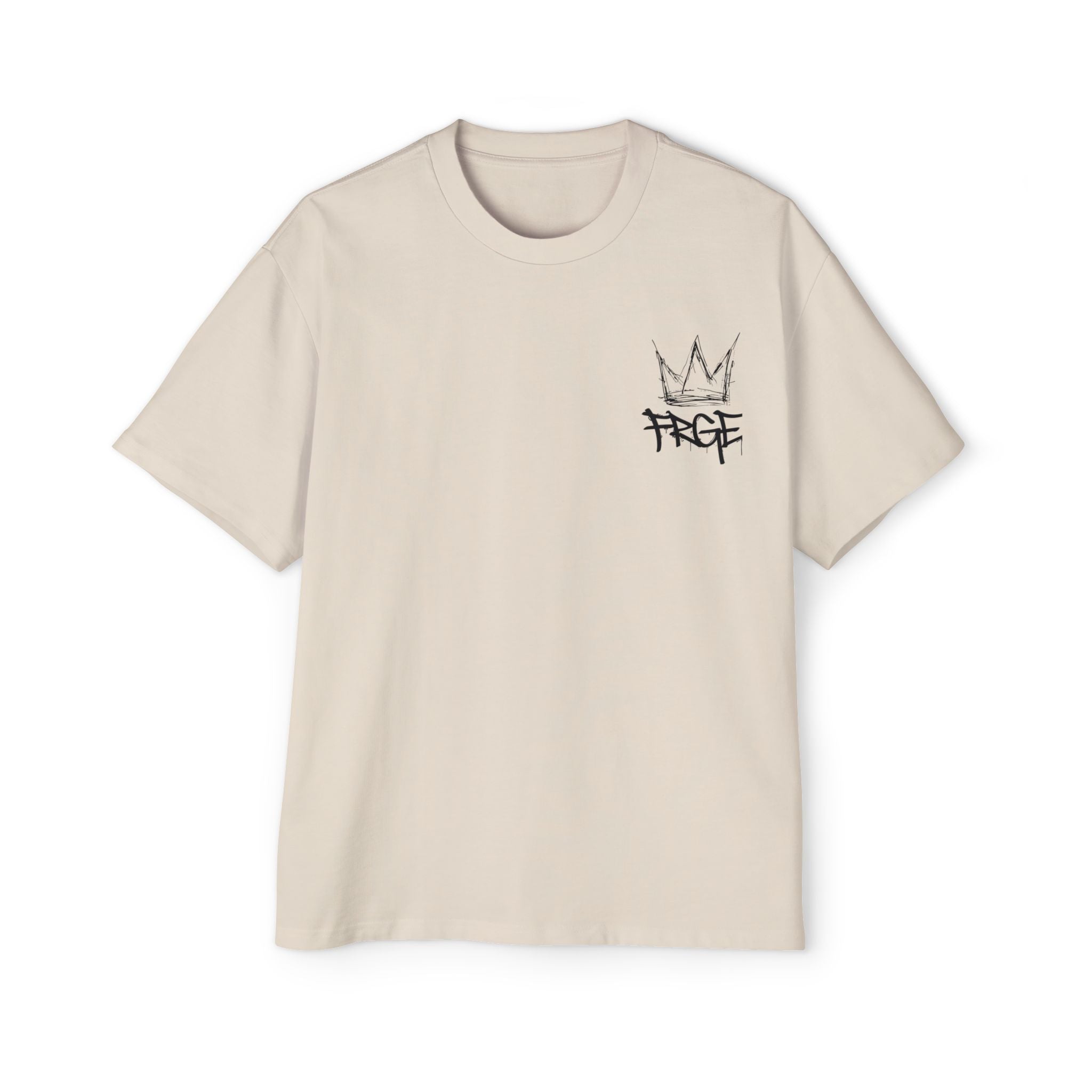 Men's Heavy Oversized Tee - Edgy Graphic T-Shirt with Crown & Skull Design FRGE T-Shirt