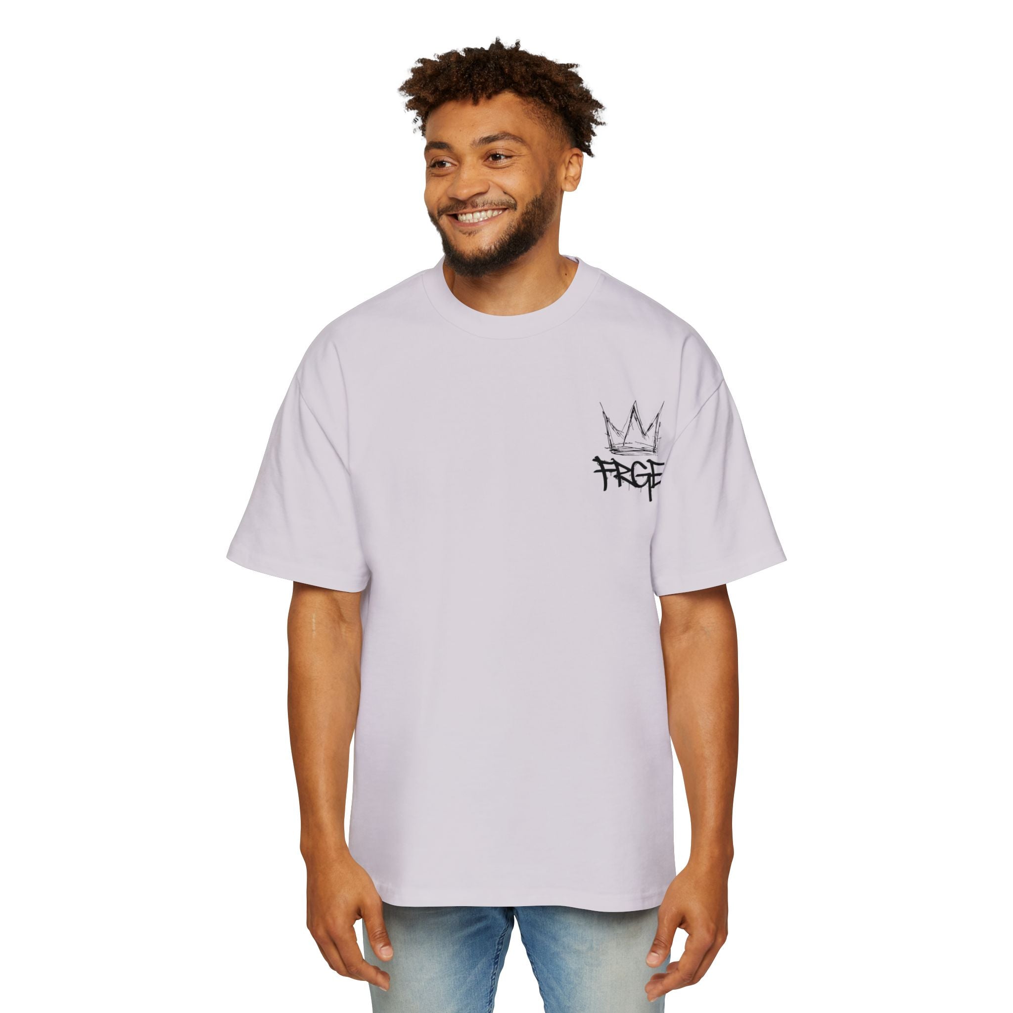 Men's Heavy Oversized Tee - Edgy Graphic T-Shirt with Crown & Skull Design FRGE T-Shirt