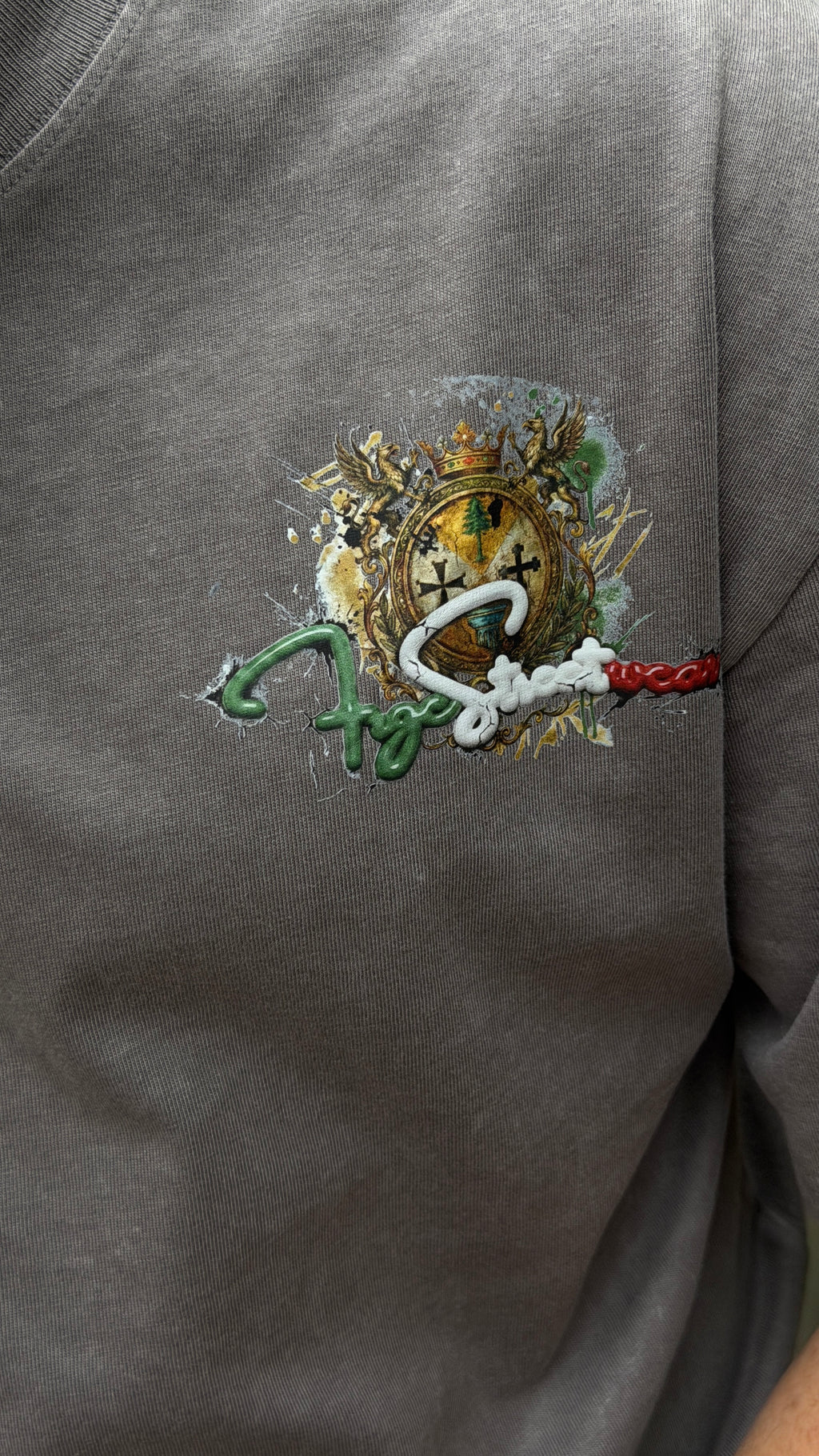 FRGE Calabrian Heritage Tee - Acid Wash Rhinestone