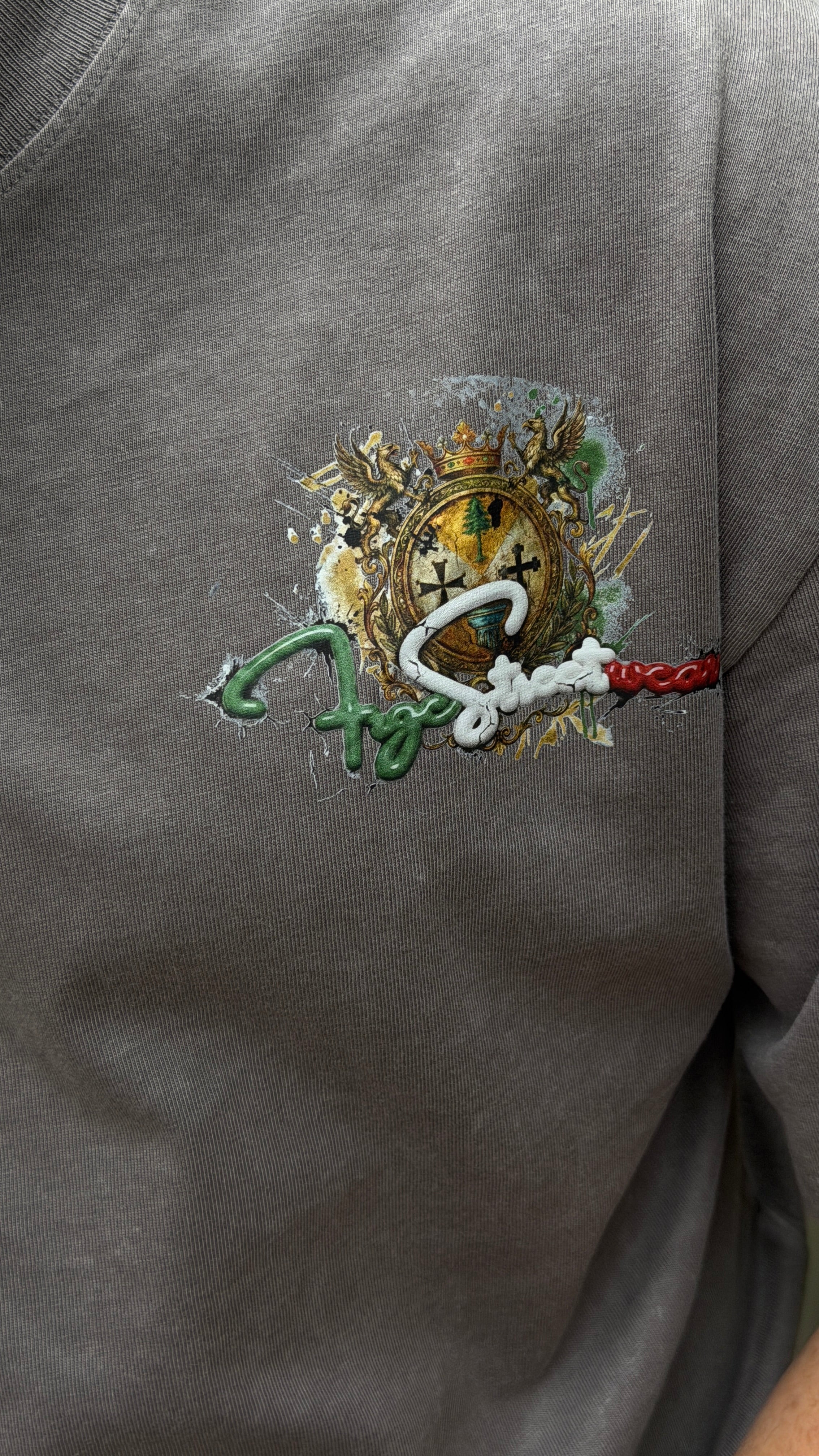 FRGE Calabrian Heritage Tee - Acid Wash Rhinestone