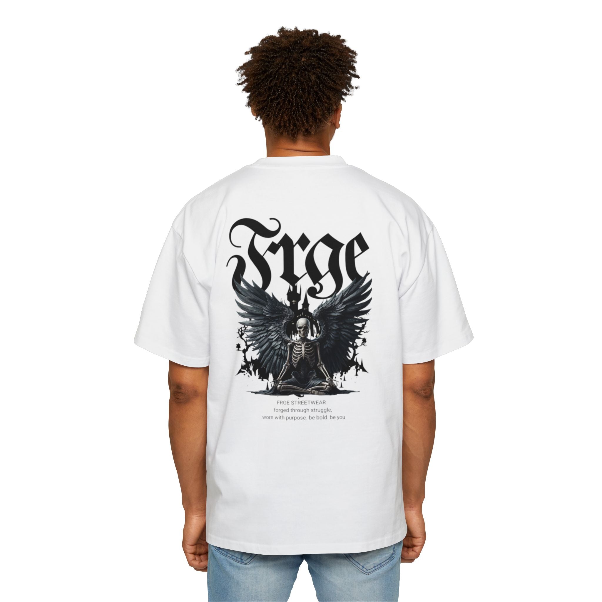 Men's Heavy Oversized Tee - Edgy Graphic T-Shirt with Crown & Skull Design FRGE T-Shirt