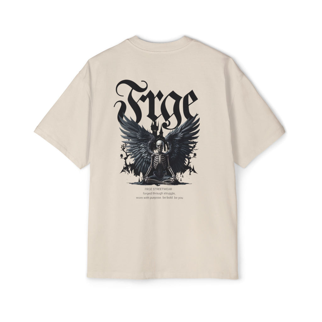 Men's Heavy Oversized Tee - Edgy Graphic T-Shirt with Crown & Skull Design FRGE T-Shirt