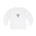 Unisex Long Sleeve Tee with Graffiti Cross Design - Perfect for Casual Wear and Spiritual Expression FRGE Long-sleeve