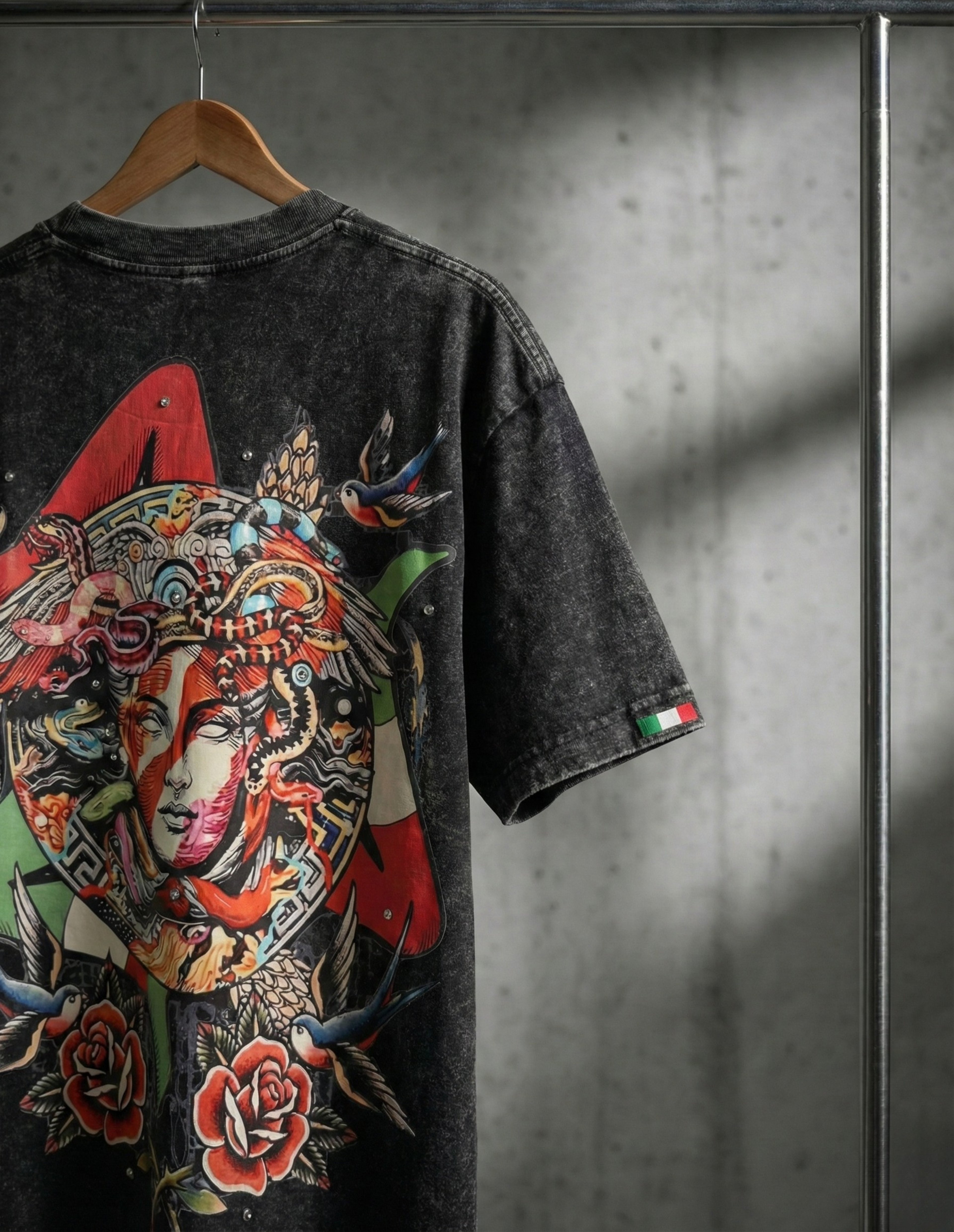 FRGE Sicilian Legacy Tee - Acid Wash Rhinestone Streetwear
