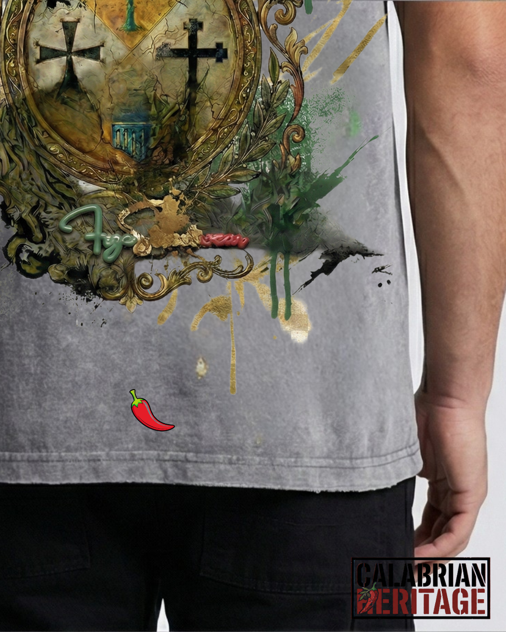 FRGE Calabrian Heritage Tee - Acid Wash Rhinestone