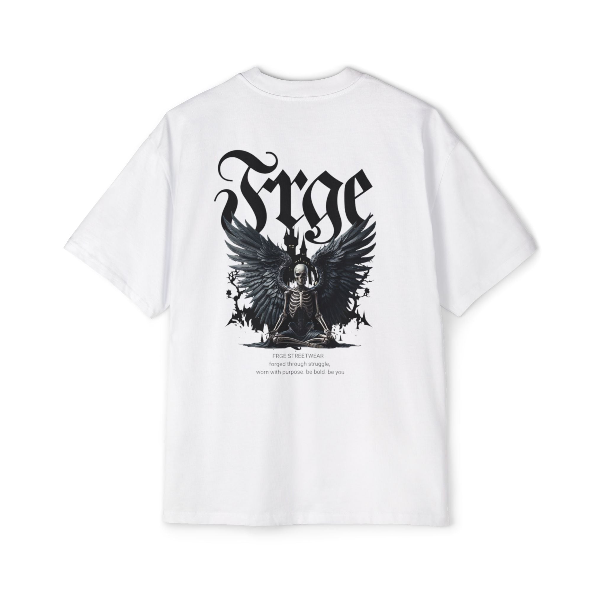 Men's Heavy Oversized Tee - Edgy Graphic T-Shirt with Crown & Skull Design FRGE T-Shirt