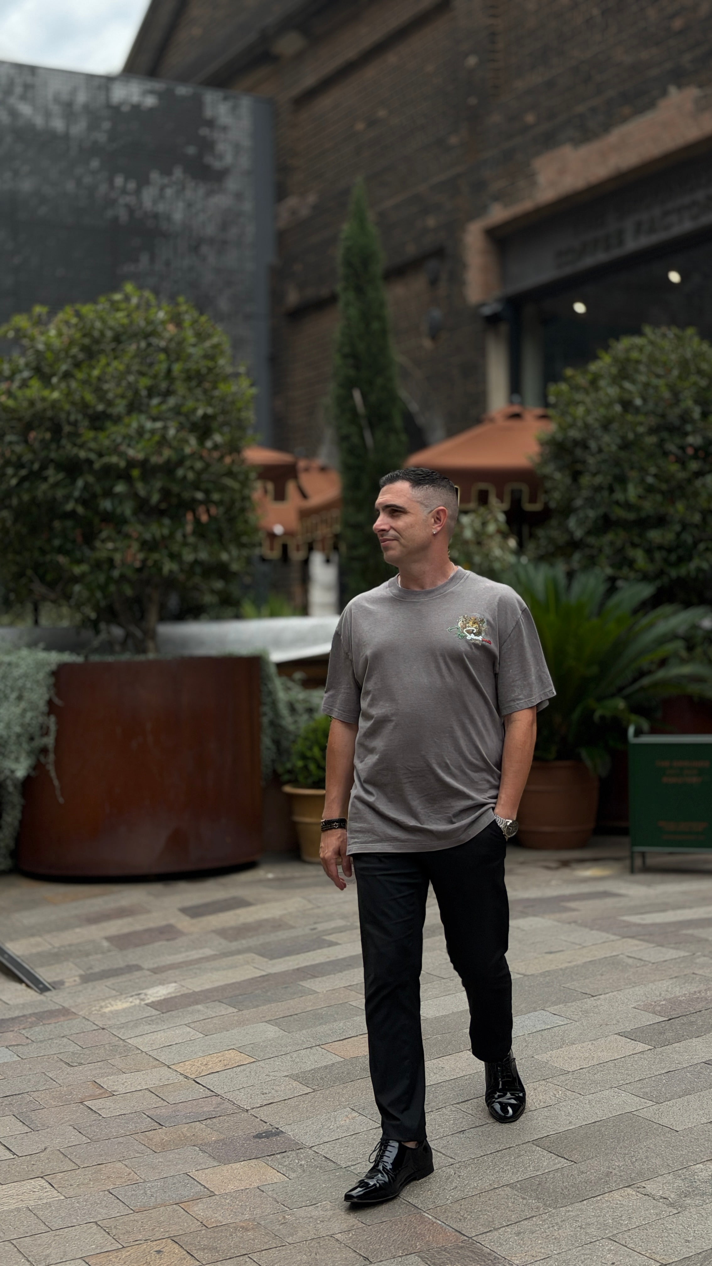 FRGE Calabrian Heritage Tee - Acid Wash Rhinestone