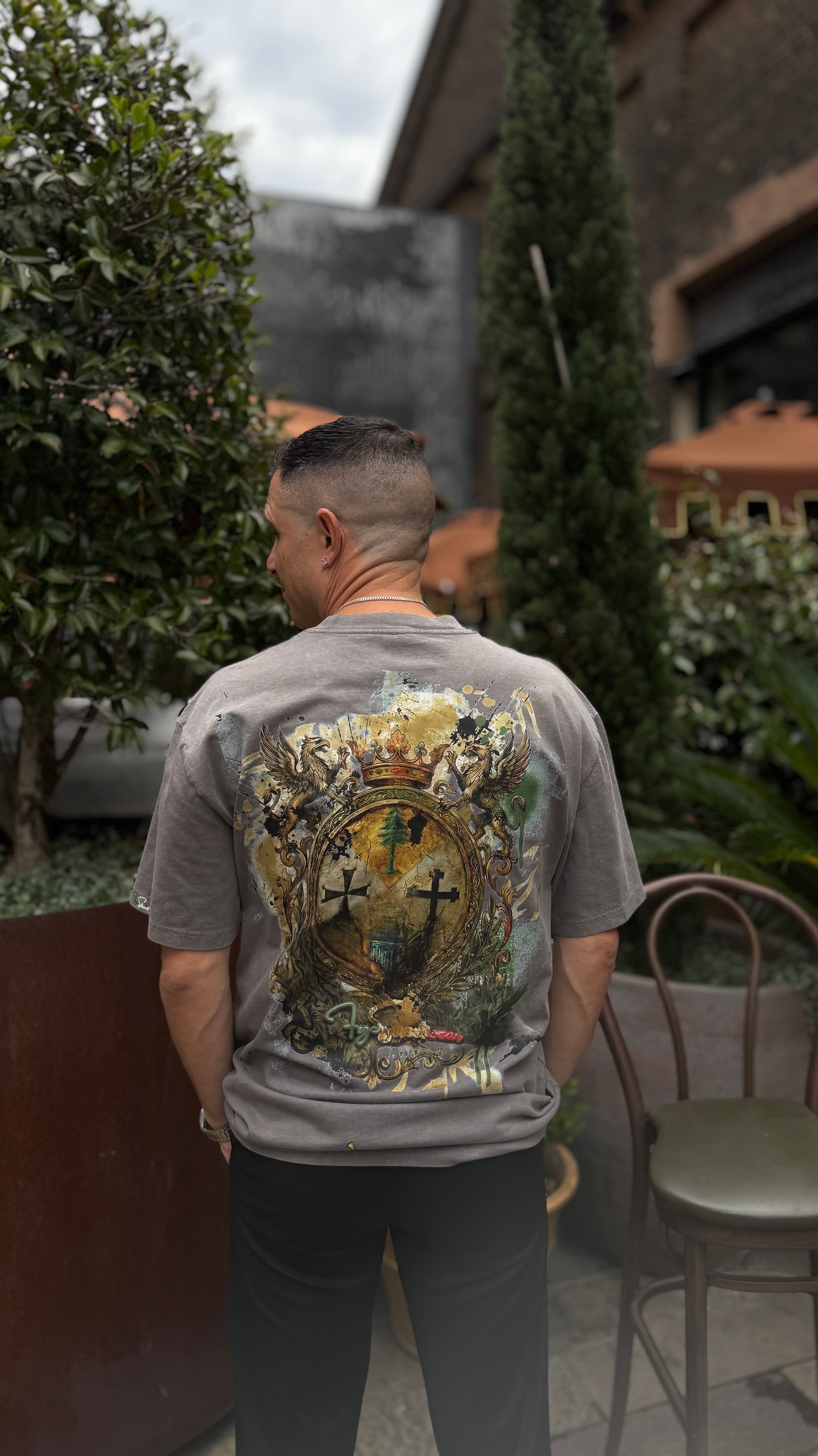 FRGE Calabrian Heritage Tee - Acid Wash Rhinestone