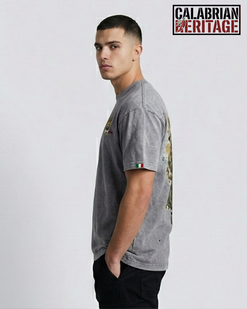 FRGE Calabrian Heritage Tee - Acid Wash Rhinestone