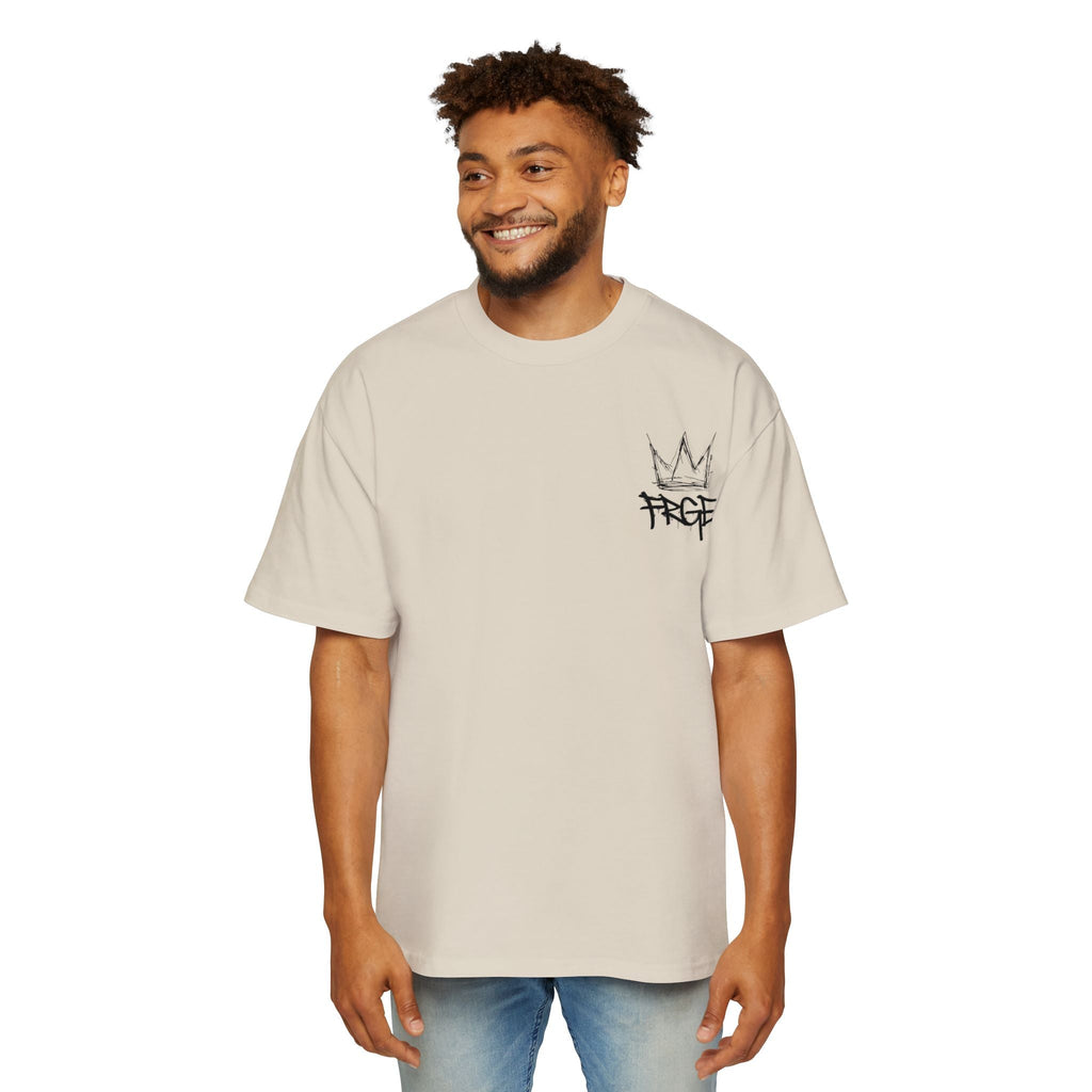 Men's Heavy Oversized Tee - Edgy Graphic T-Shirt with Crown & Skull Design FRGE T-Shirt