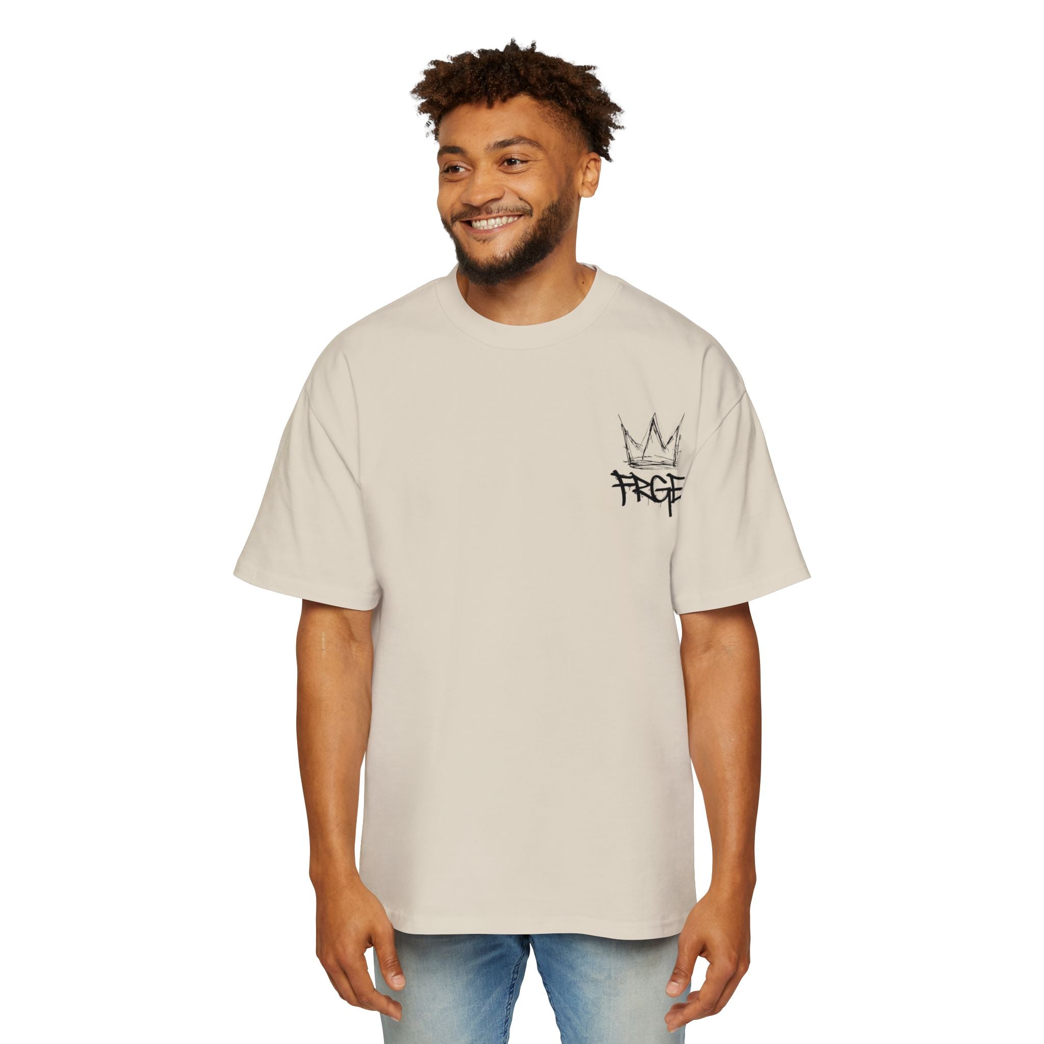 Men's Heavy Oversized Tee - Edgy Graphic T-Shirt with Crown & Skull Design FRGE T-Shirt