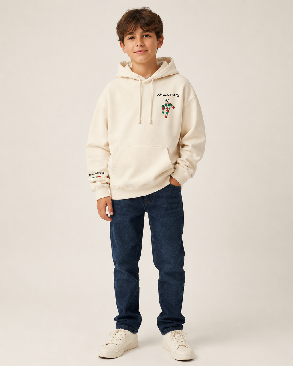 ITALIA ’90 Youth Hoodie – Cream