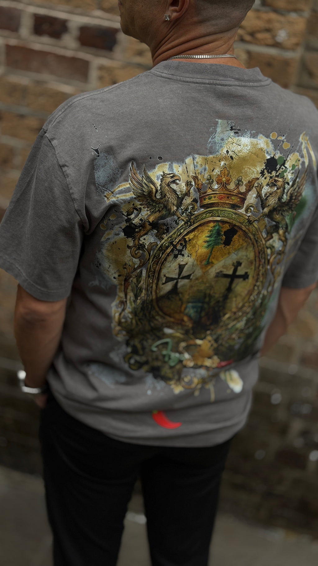 FRGE Calabrian Heritage Tee - Acid Wash Rhinestone