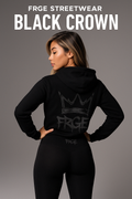 FRGE ladies black jacket with crown design - premium streetwear outerwear