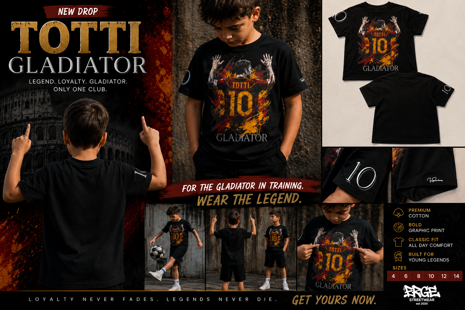 FRGE Totti Gladiator Tee - Oversized Italian Graphic