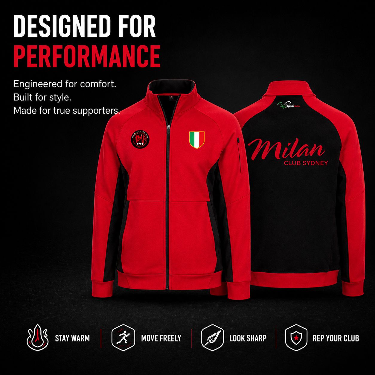 FRGE Milan Club Sydney Track Jacket - Red/Black Luxury